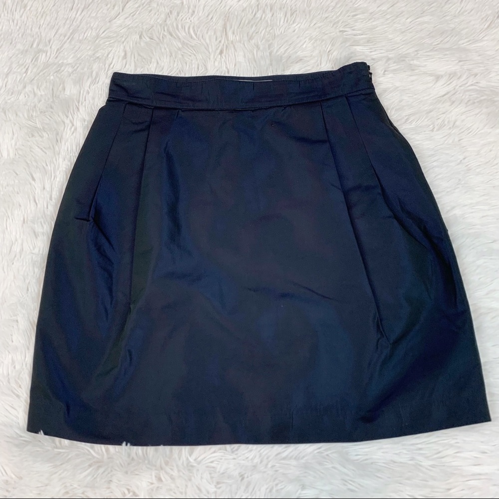 Proenza Schouler Shimmery Navy Blue satin mini skirt pleated front